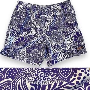 Vineyard Vines Swim Trunks Large Purple Paisley Logo Print Mesh Liner Pockets